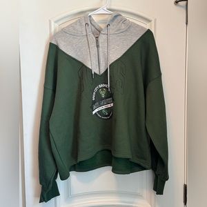 Milwaukee Bucks Women’s Color Blocked Quarter Zip Hoodie by Erin Andrews NWT